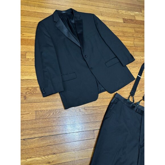 Jones New York Mens Tuxedo Size 50R Suit Blazer Jacket 44x27 Pants Wool Black - Picture 4 of 16